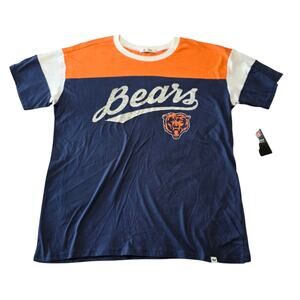 ’47 Brand Chicago Bears Women’s Large Colorblock T-Shirt Navy Orange White NWT
